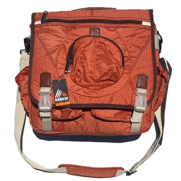 RBX orange and tan new with tags over the shoulder messenger bag laptop bag - Picture 1 of 5